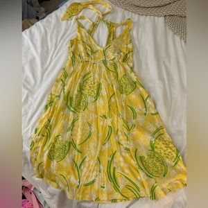 Lilly Pulitzer yellow tie back sundress cotton swing dress